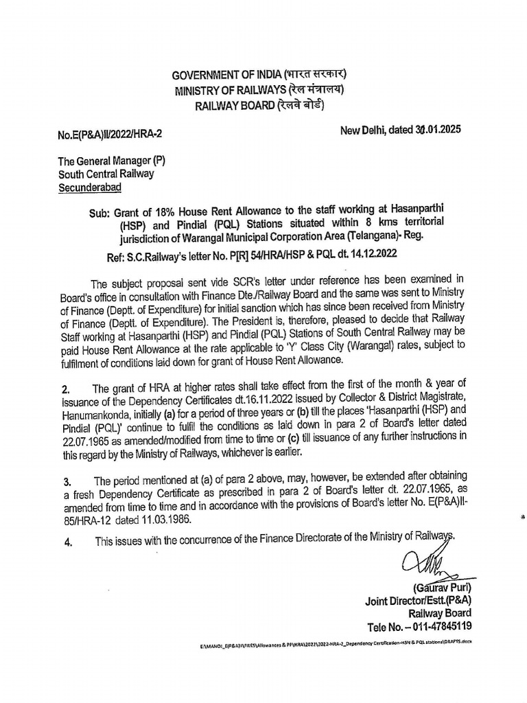 House Rent Allowance Reg - RB | PDF