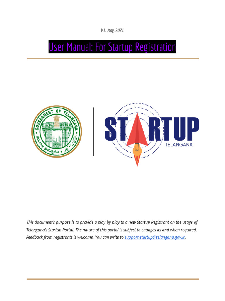 Telangana Startup Registration Guide | PDF | Cyberspace | Computing