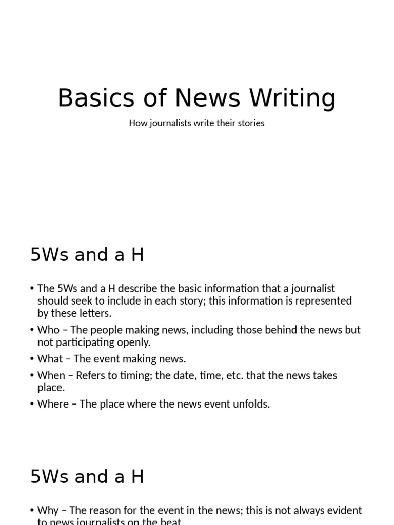 Basics of News Writing | PDF