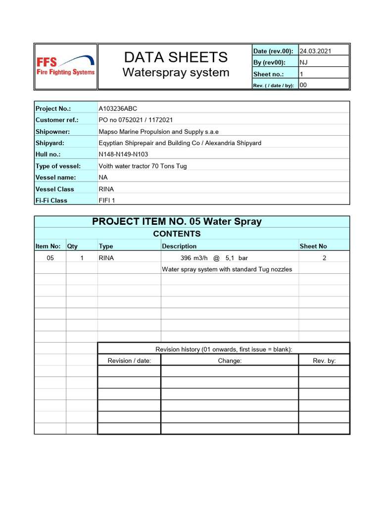 Mapso Marine Tug Water Spray System | PDF | Mechanical Engineering