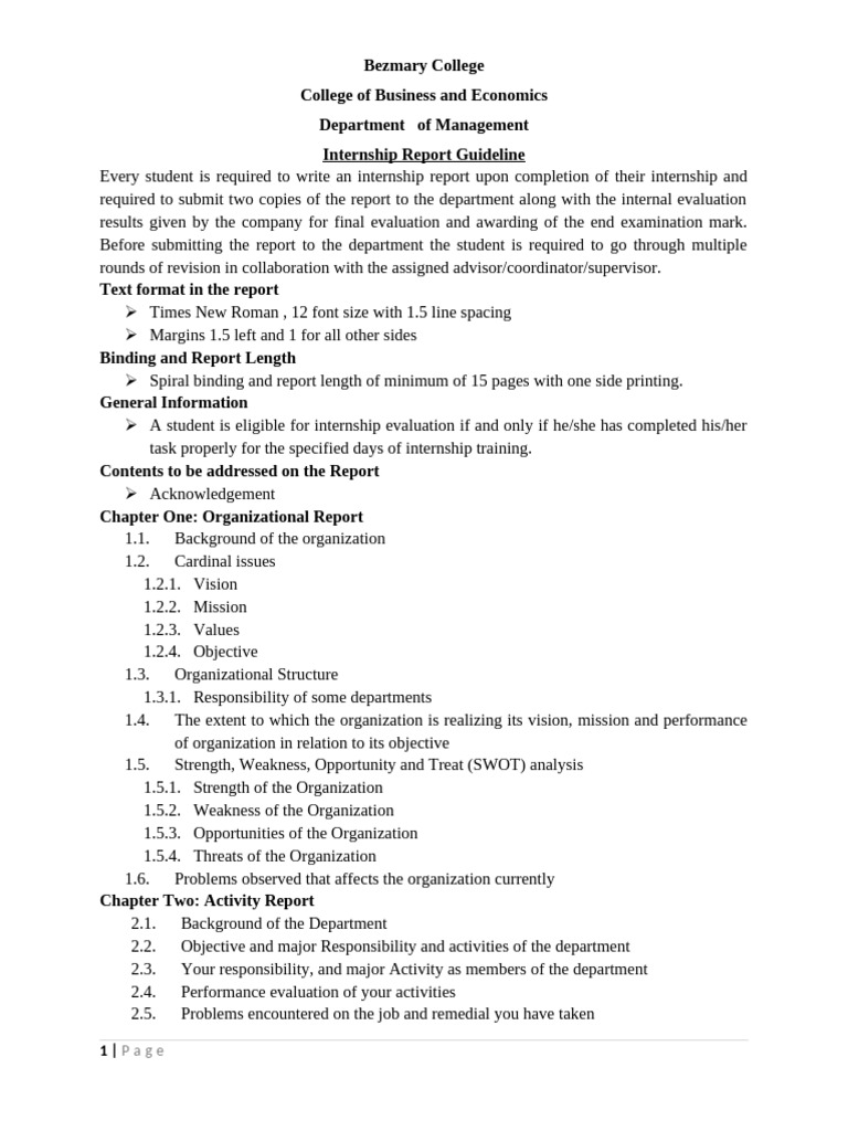 Internship Guideline Pdf Evaluation Swot Analysis