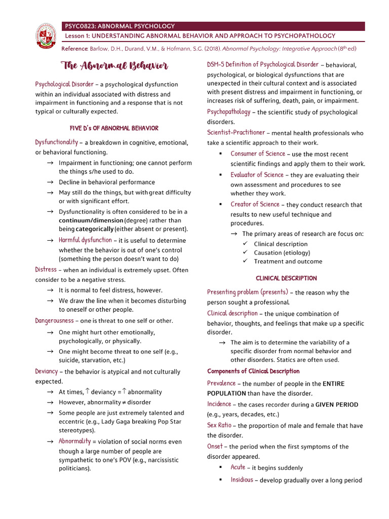 Understanding Psychological Disorders | PDF | Nervous System | Brain