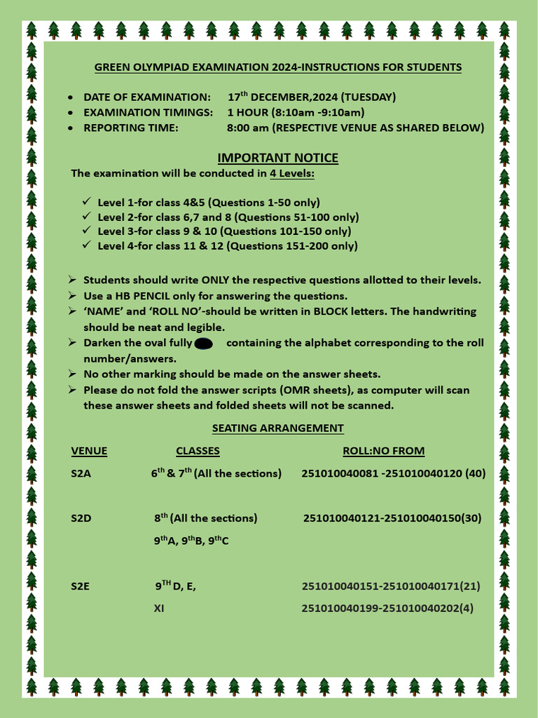 Green Olympiad 2024: Exam Details | PDF | Optical Character Recognition ...