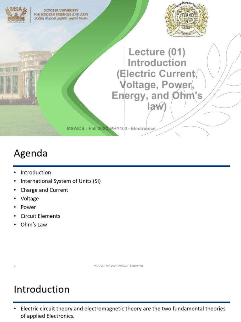 PHY103: Intro to Electric Circuits | PDF | Voltage | Electrical Network
