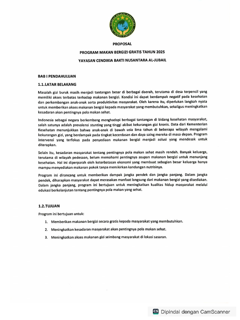 Proposal Program MBG Mutiara Hikmah | PDF