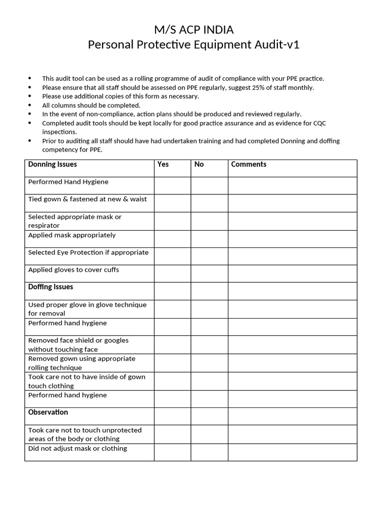 PPE Audit Template | PDF