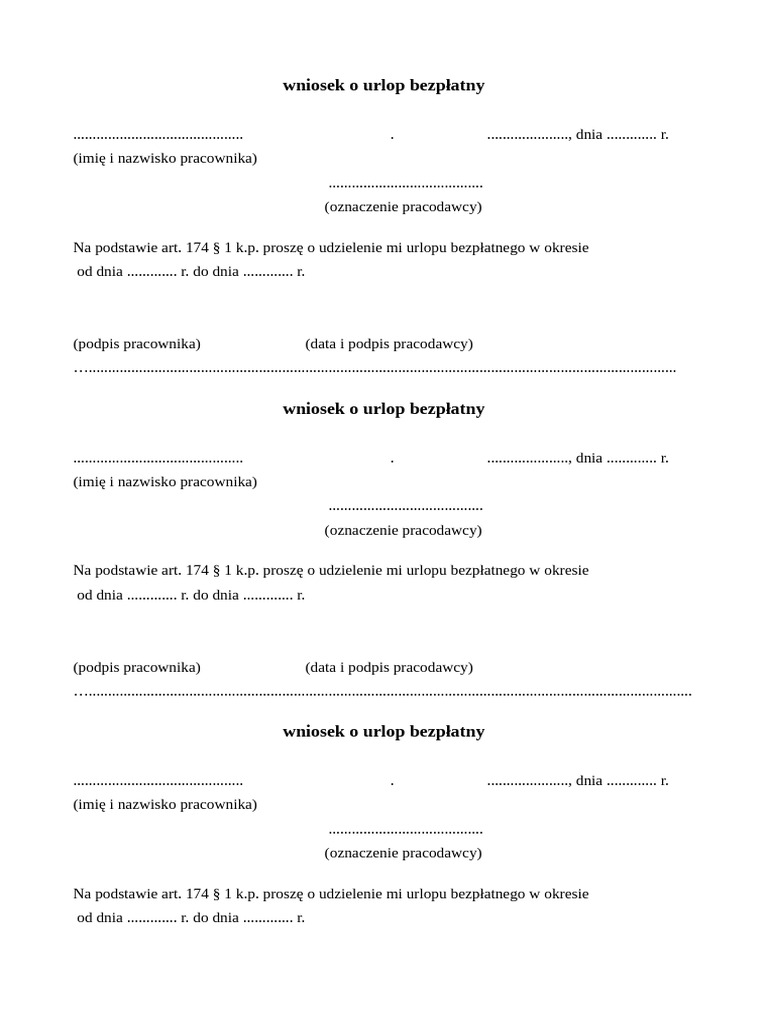 Wniosek Urlop Bezp | PDF