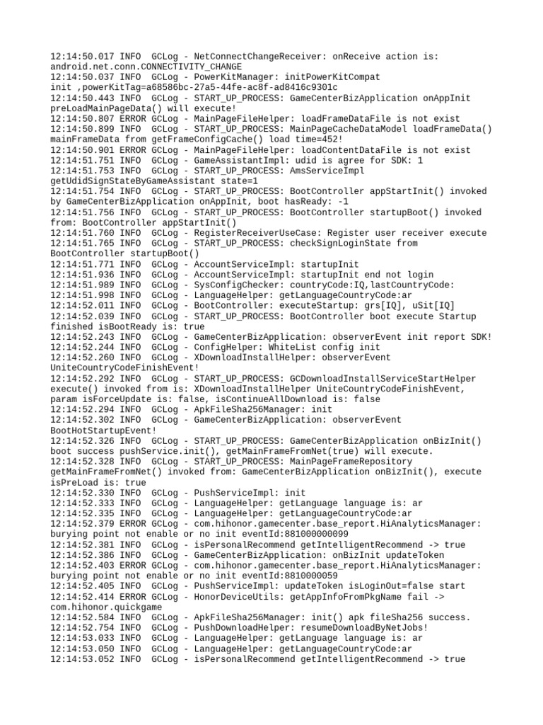 GameCenter App Startup Log Analysis | PDF | Web Standards | World Wide Web