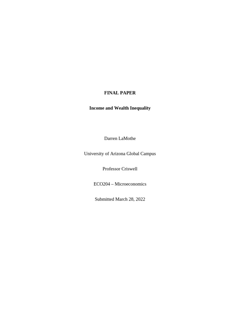 FINAL PAPER | PDF | Gini Coefficient | Economic Inequality