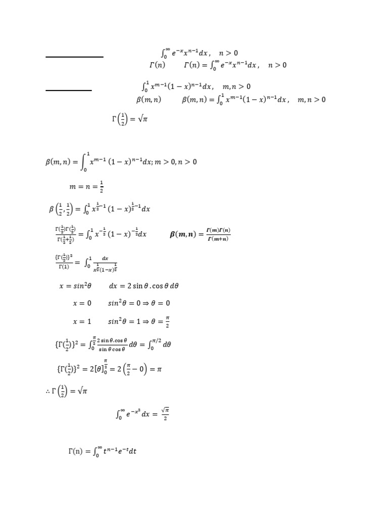Gamma and Beta Functions Explained | PDF | Area | Cartesian Coordinate ...