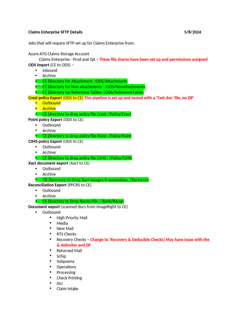 Claims Enterprise SFTP Setup Guide | PDF | Directory (Computing) | Zip ...