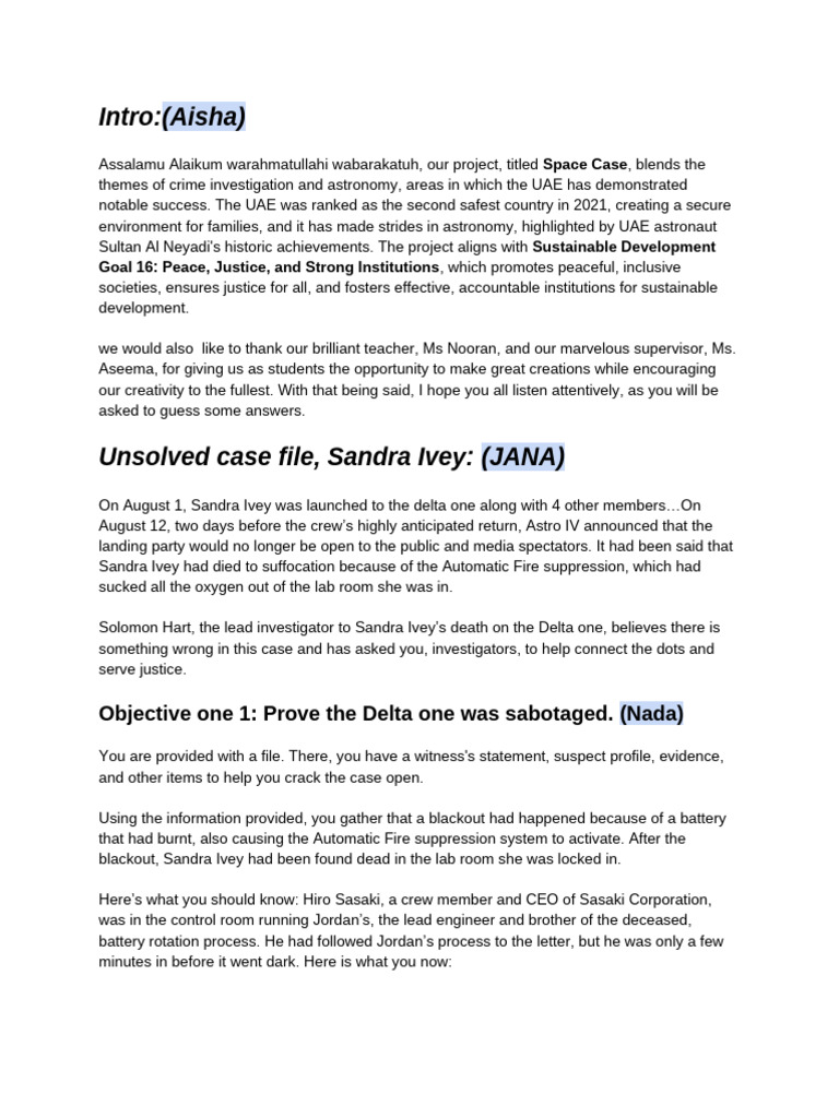 Sandra Ivey Unsolved Case Overview | PDF | Weightlessness | Carbon Dioxide