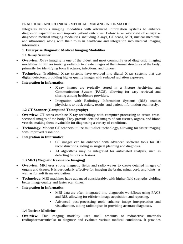 Medical Imaging Informatics Overview | PDF | Medical Imaging | Ct Scan