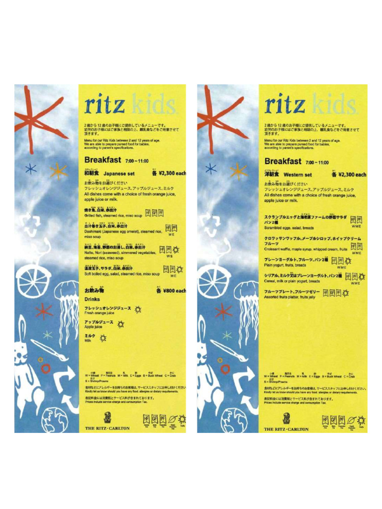Ritz Kids Menu | PDF