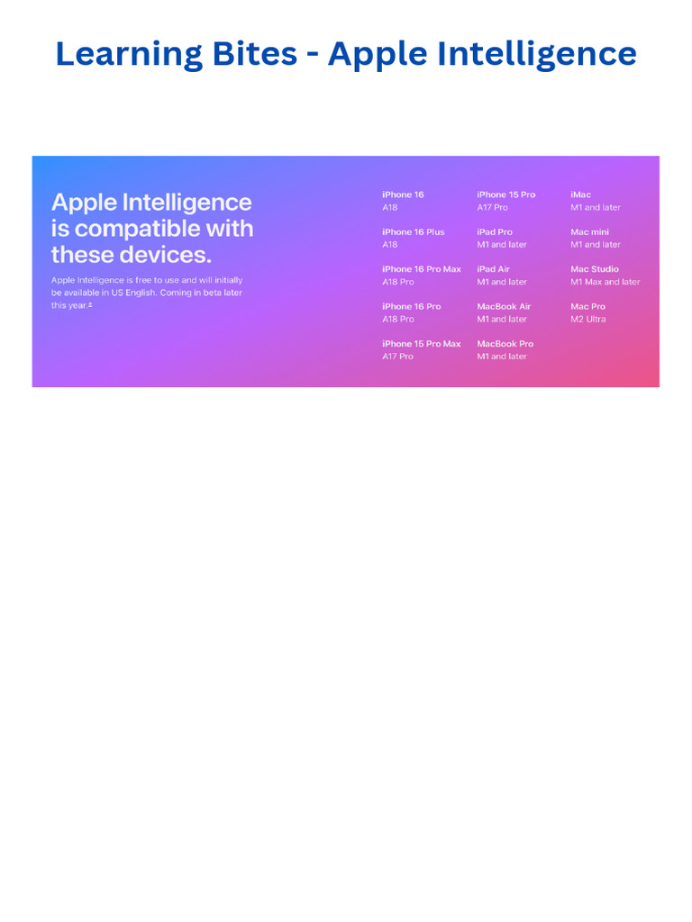 Apple Intelligence User Guide | PDF | Siri | Computing