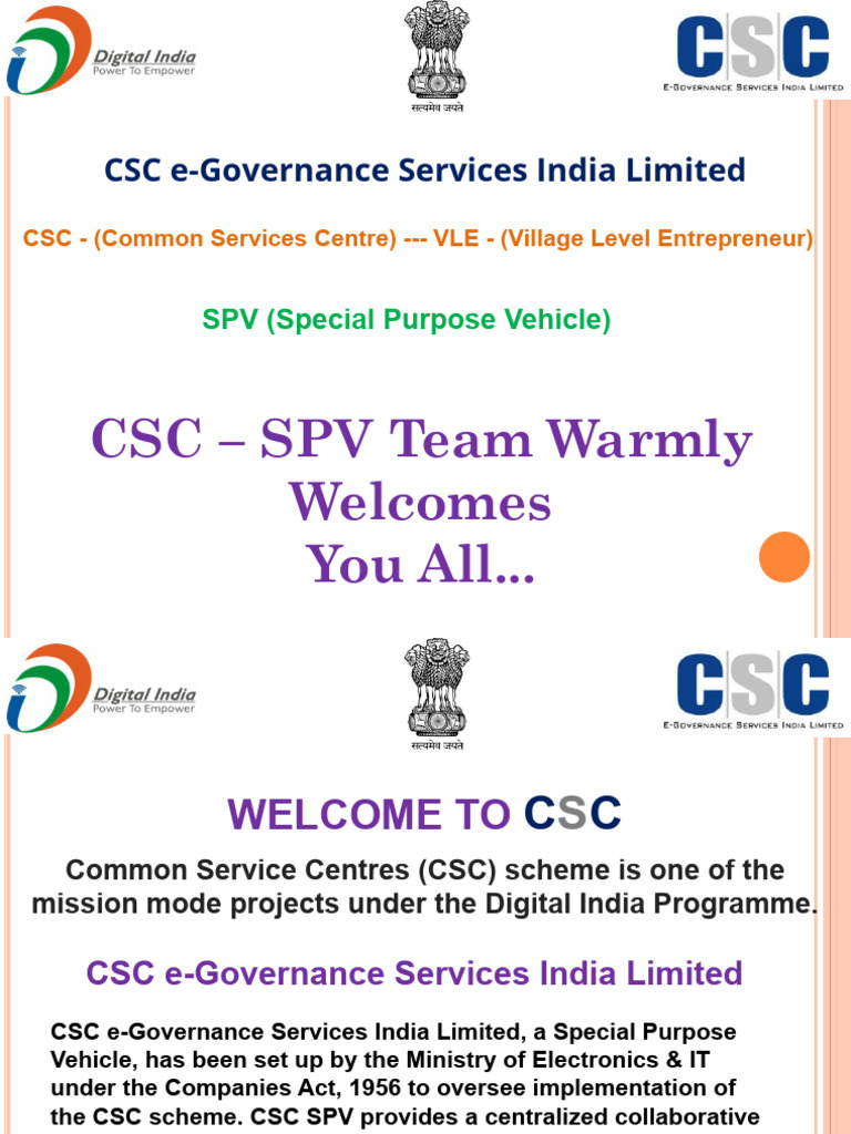 CSC e-Governance Services Overview | PDF | Credit History