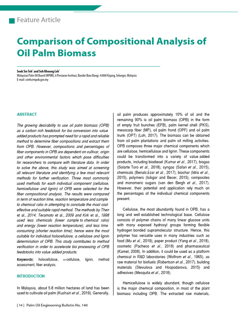 Oil Palm Biomass Fiber Analysis Methods | PDF | Cellulose