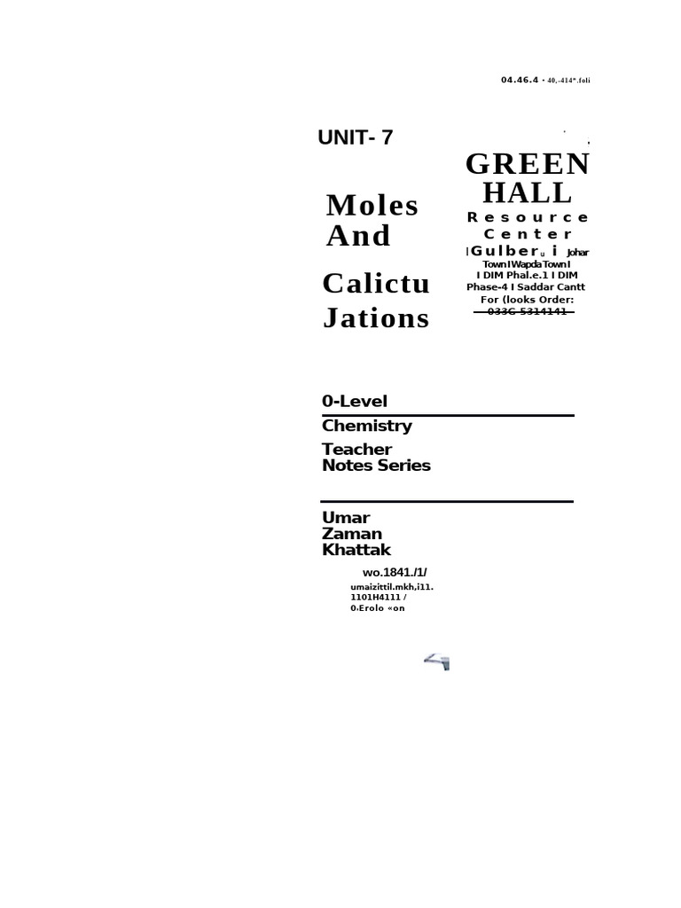 Moles and Calculation Notes | PDF | Mole (Unit) | Molecules
