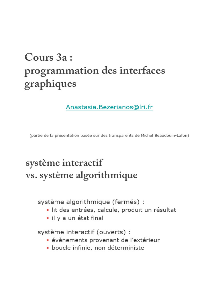 Programmation des Interfaces Graphiques | PDF | Bouton (informatique ...