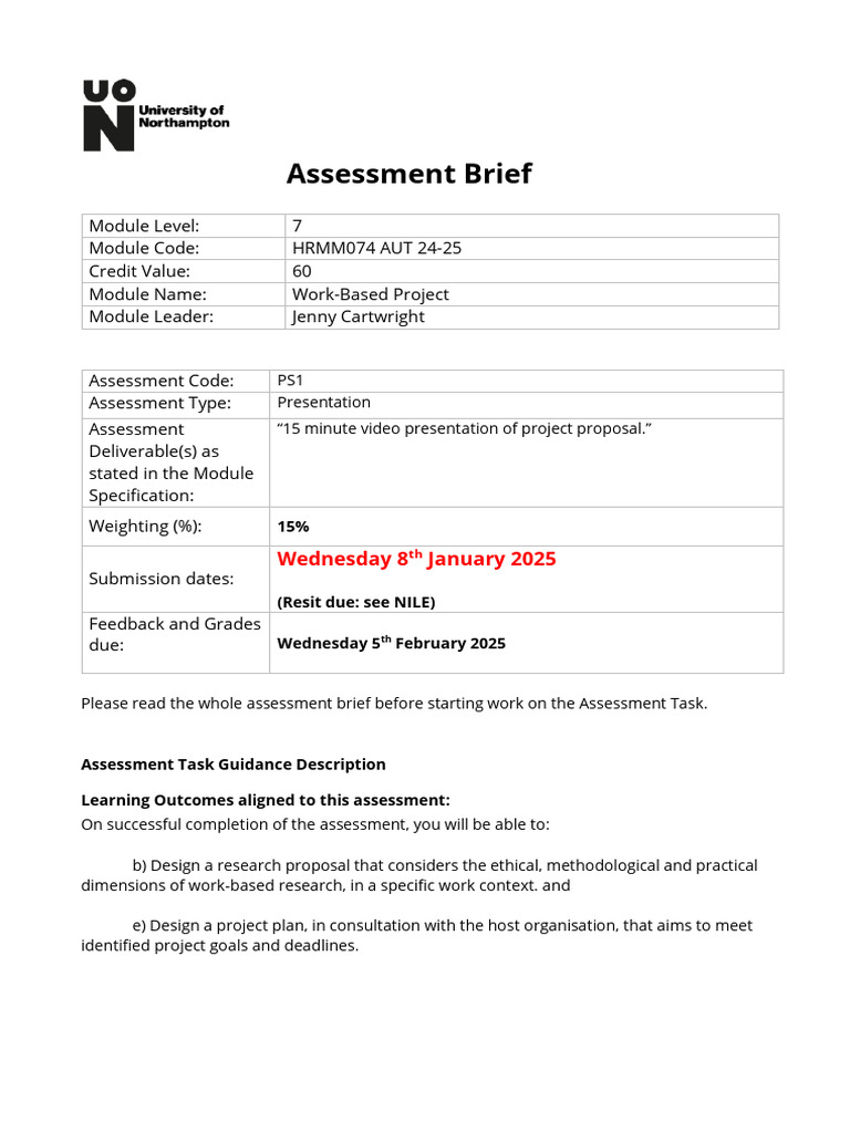 Work-Based Project Proposal Guidelines | PDF | Turnitin | Methodology