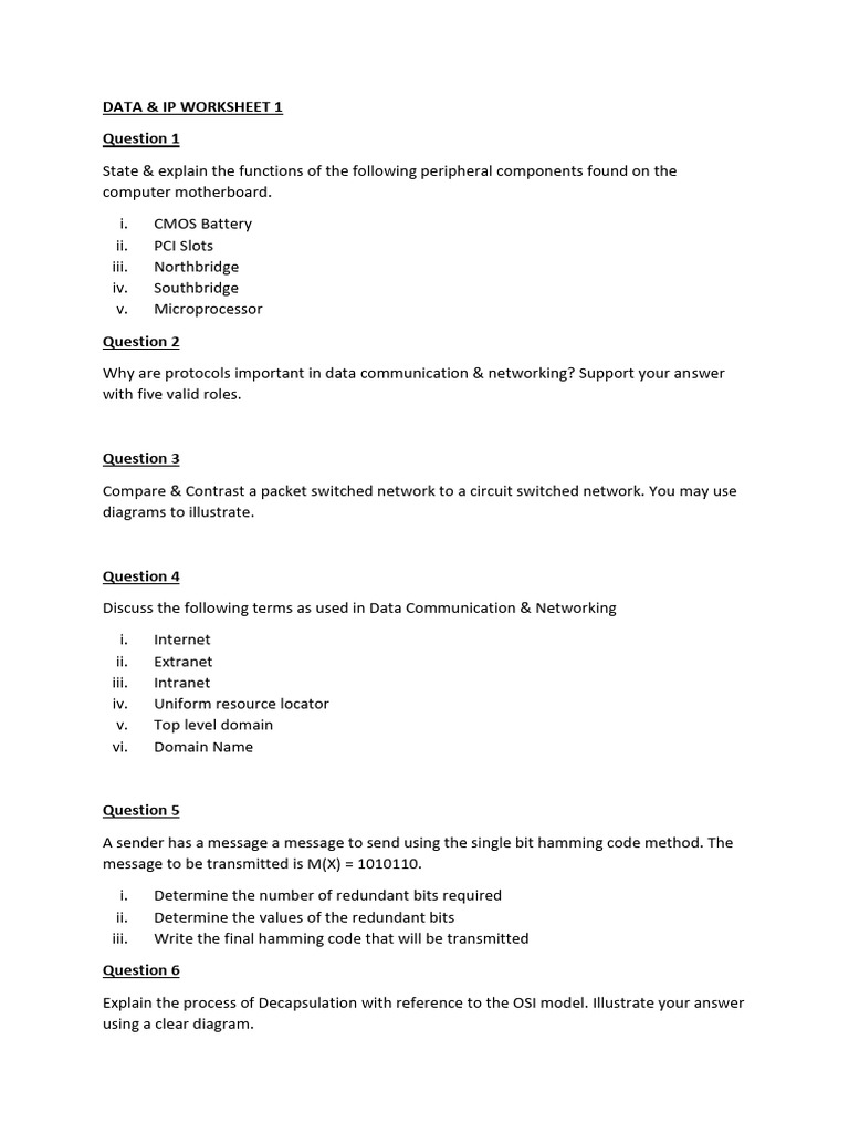 Data Worksheet 1 Pdf