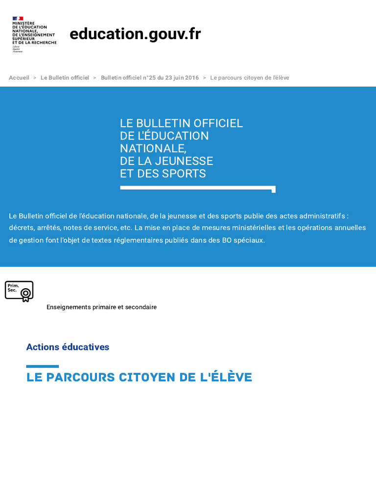 Parcours citoyen à l'école : enjeux et actions | PDF | Citoyenneté