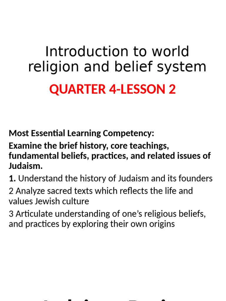 Intro To World Religion Q3 LESSON 7 | PDF | Hebrew Bible | Torah