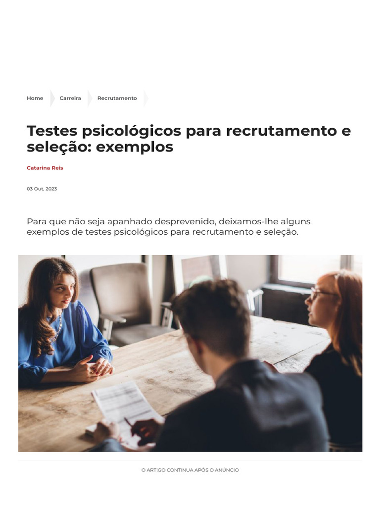 Exemplos de Testes Psicológicos para Recrutamento | PDF | Recrutamento ...