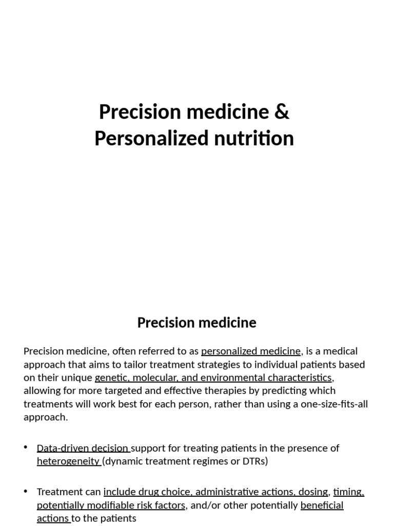 Precision Medicine and Personalized Nutrition | PDF | Personalized ...