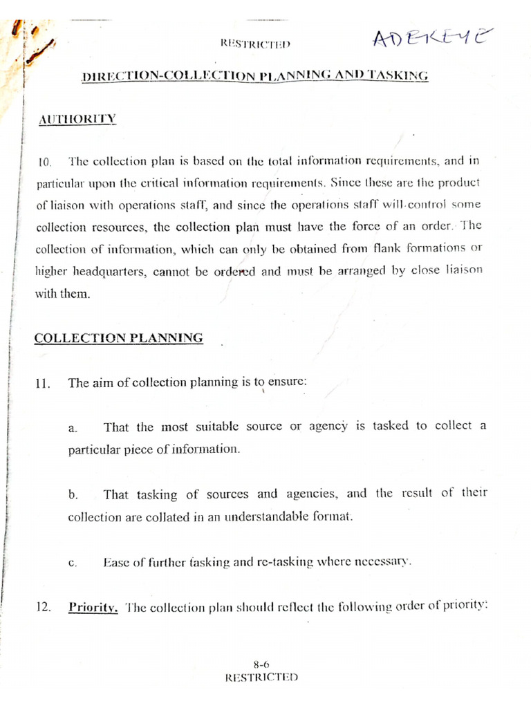 Intelligence Cycle - Collection | PDF