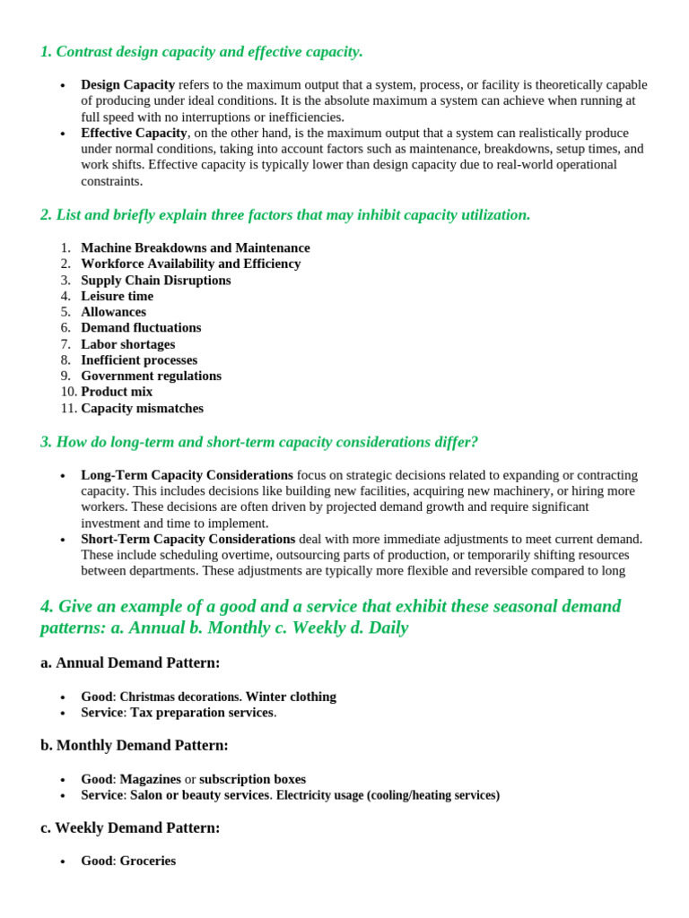 Capacity Planning: Key Concepts Explained | PDF | Supply Chain ...