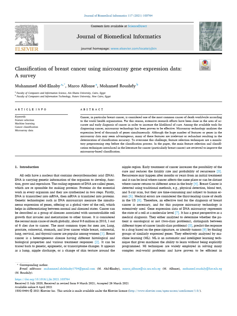 Breast Cancer Gene Expression | PDF | Support Vector Machine | Cancer