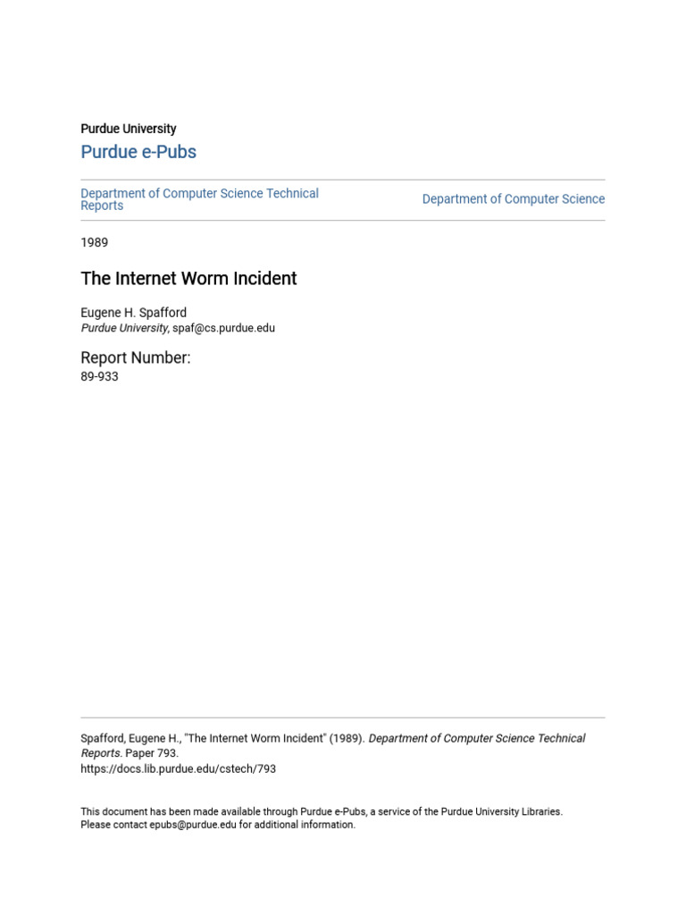 The Internet Worm Incident | PDF | Password | Computer File