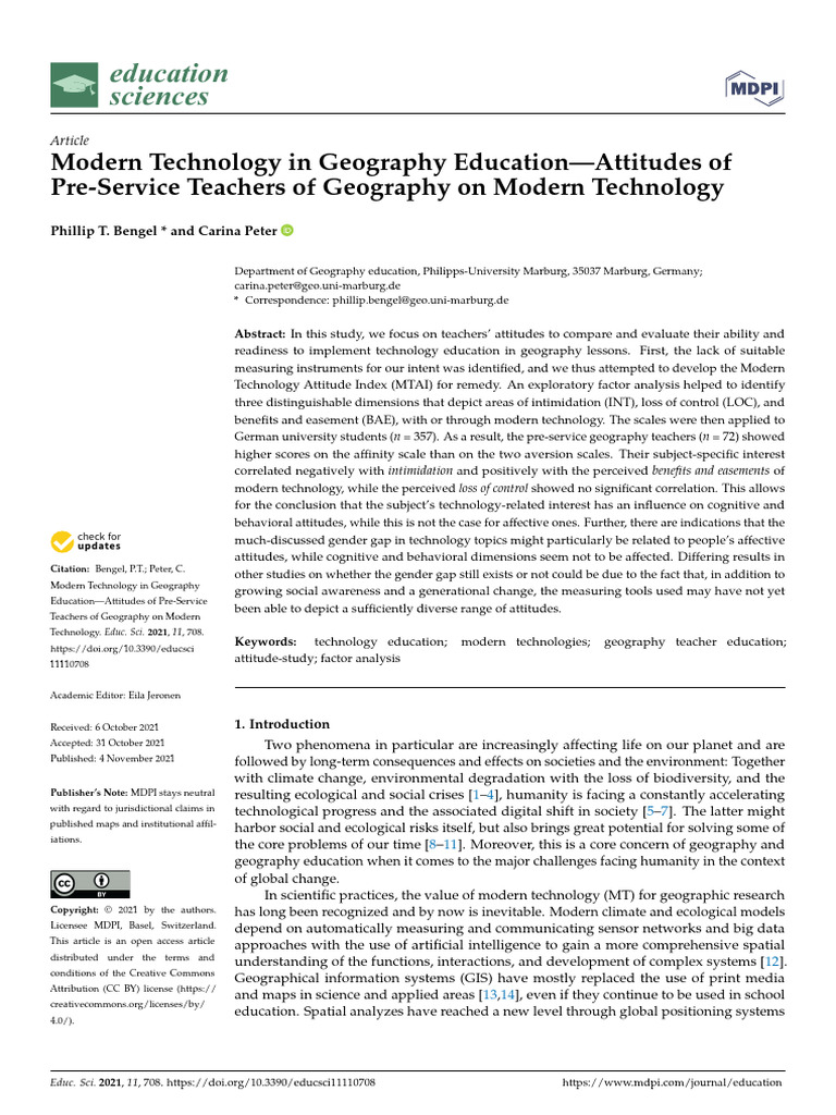 Modern Technology in Geo Education | PDF | Attitude (Psychology) | Teachers