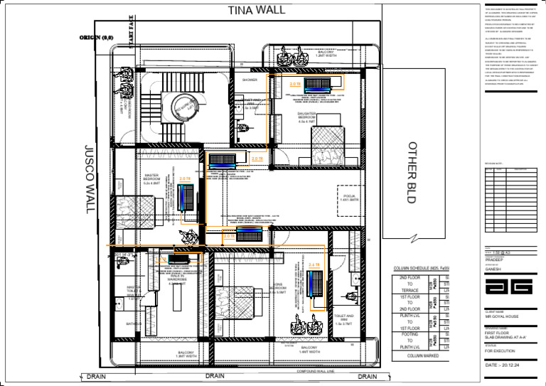 GH - Furniture Layout Drawing - R1 - 23.12.24-FIrst Floor Beam Layout | PDF