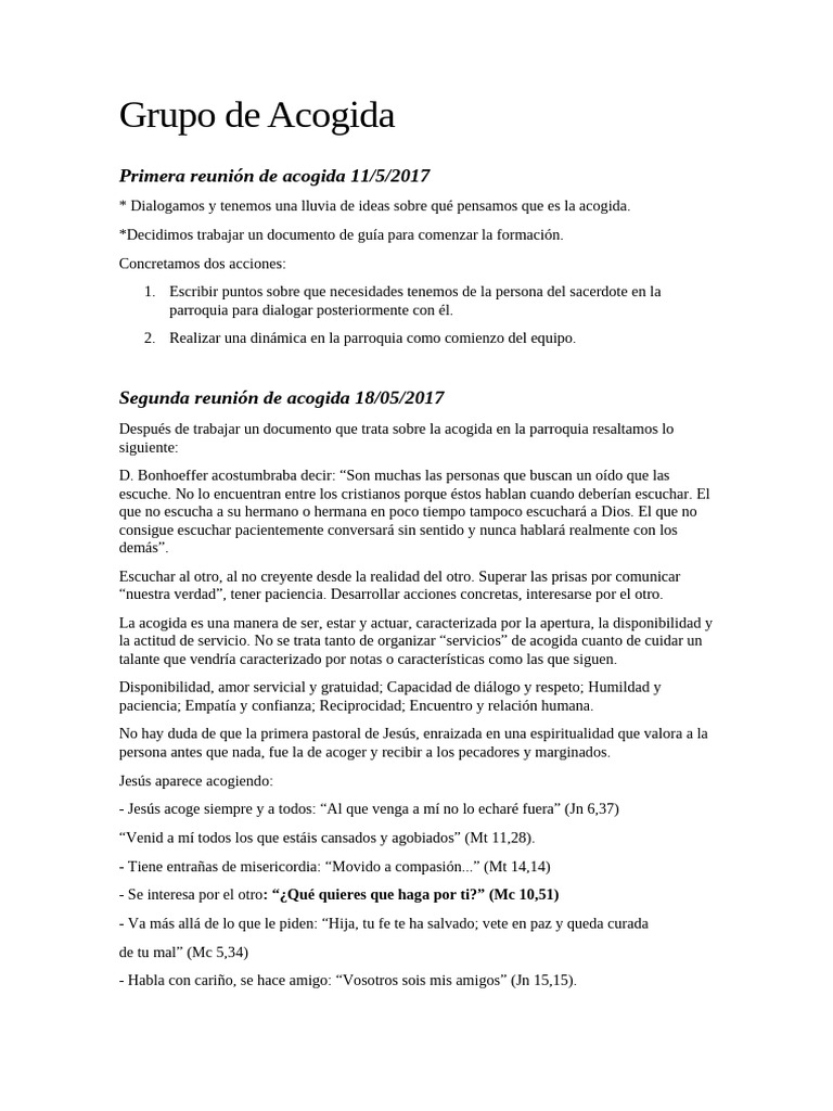 Guía para la Acogida en la Parroquia | PDF | Jesús