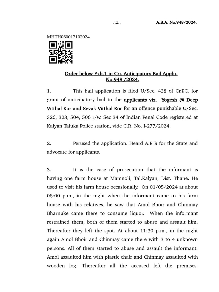 Anticipatory Bail Order for IPC Offenses | PDF | Bail | Crime & Violence