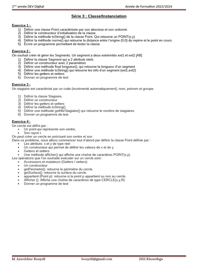Exercices de Programmation en DEV Digital | PDF | Programmation ...