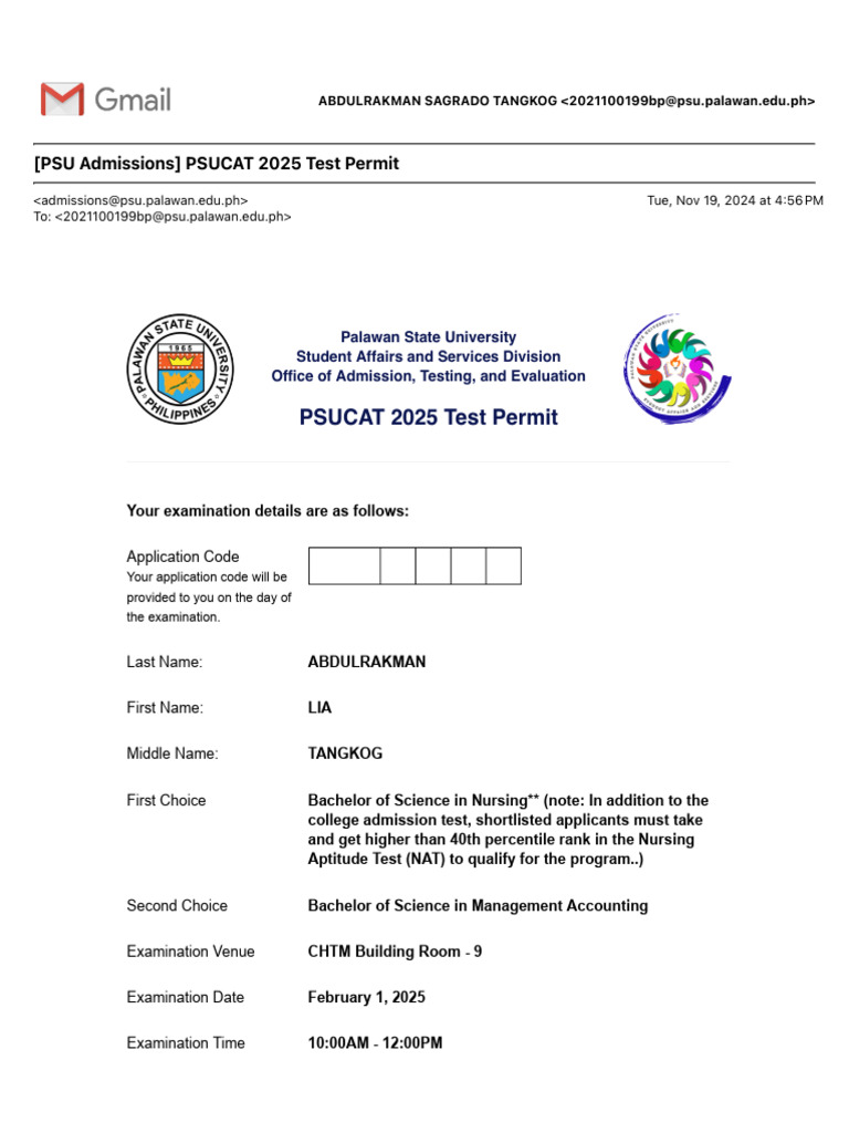 PSU Admission Test Permit 2025 | PDF | University And College Admission
