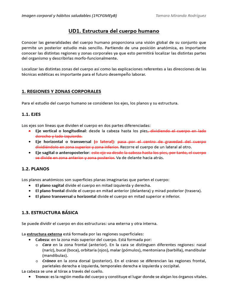 Ud1. Estructura Del Cuerpo Humano | PDF | Términos anatómicos de ...