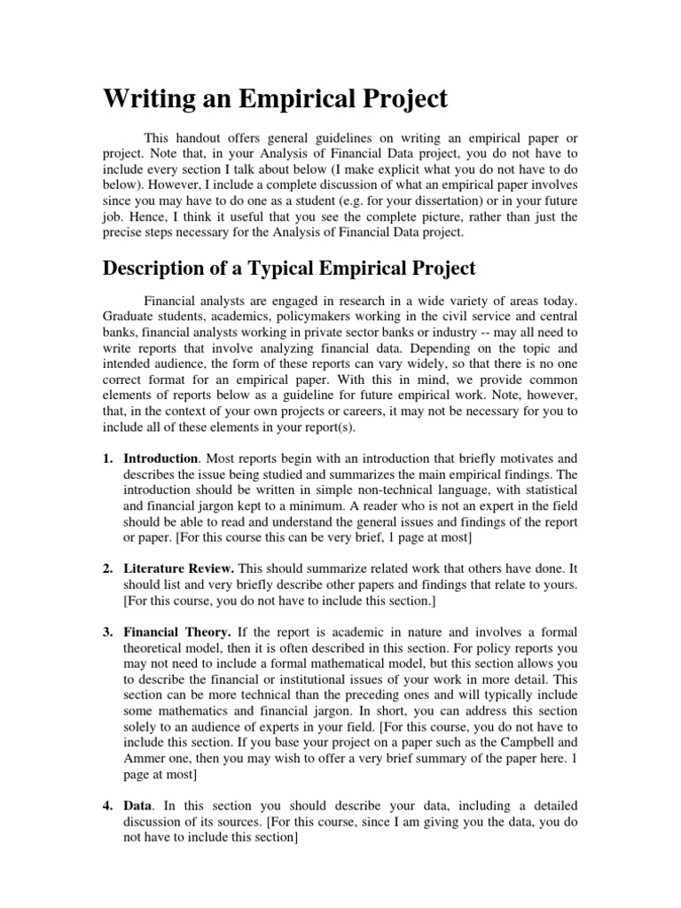 Guide to Writing Empirical Projects | PDF | Statistics | Theory