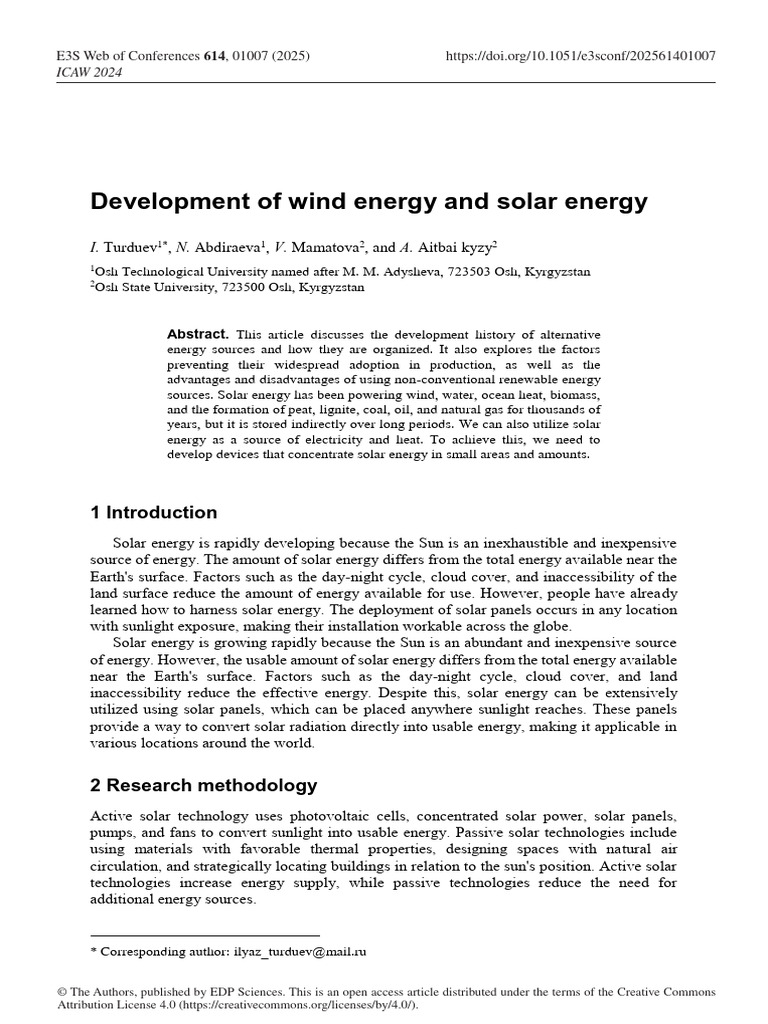 Development of Wind Energy and Solar Energy | PDF | Renewable Energy ...