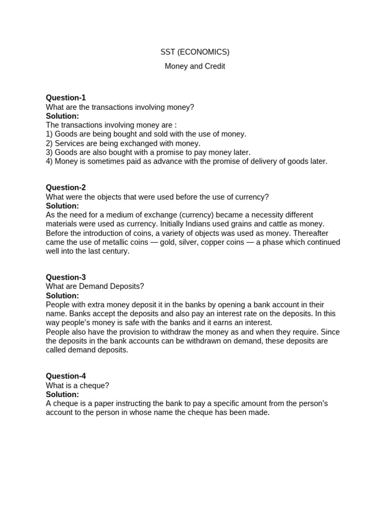 1729653475363.money and Credit - Extra Qu | PDF | Loans | Money