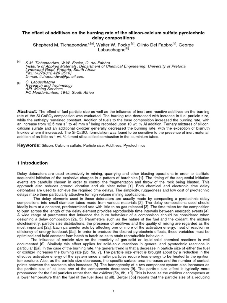 The Effect of Additives On The Burning R | PDF | Combustion | Chemical ...