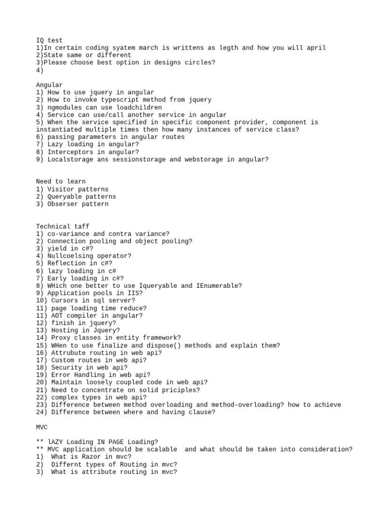 Comprehensive Guide to Coding and Frameworks | PDF | C Sharp ...