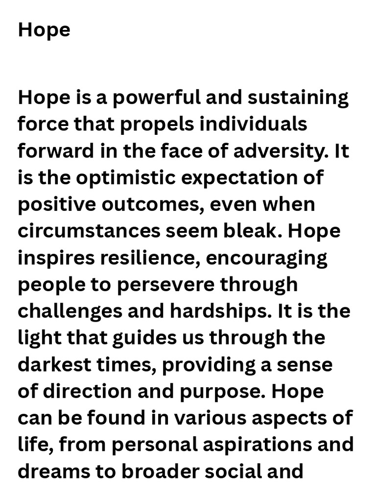 The Power of Hope in Adversity | PDF