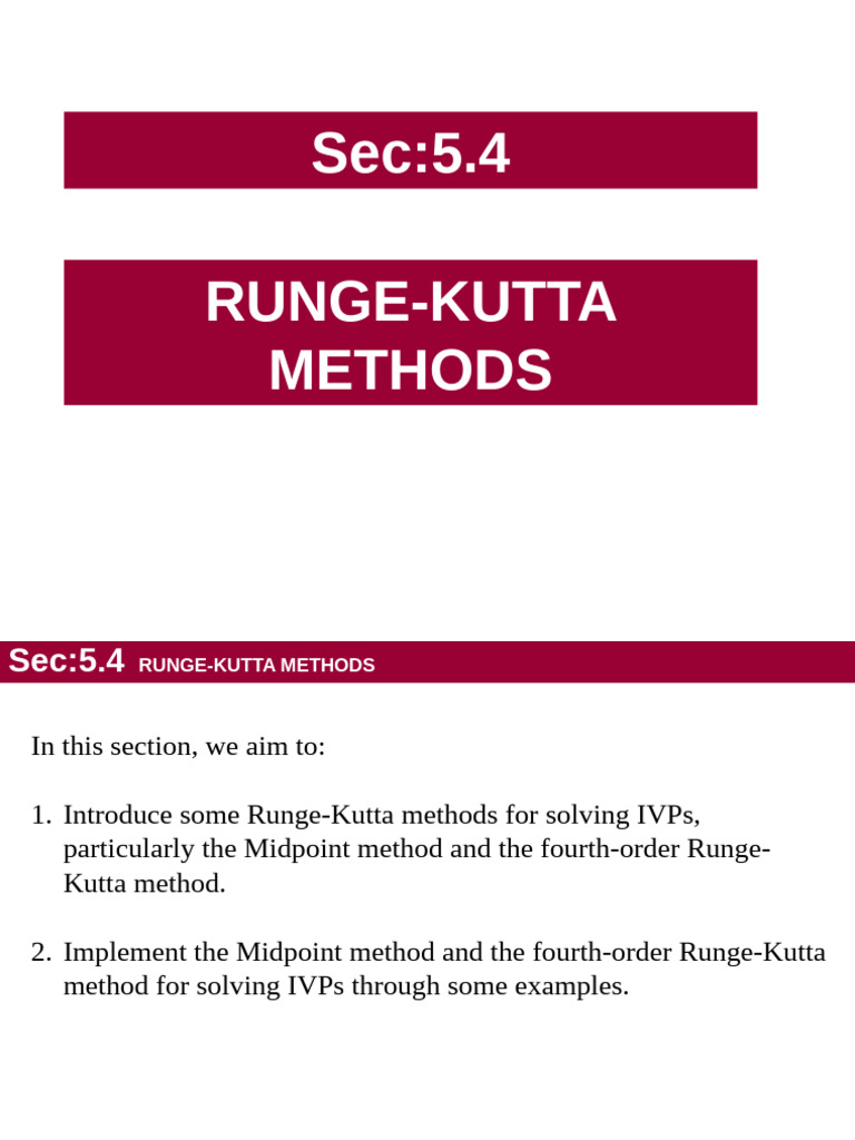 Runge-Kutta Methods for IVPs | PDF | Mathematics Of Computing | Applied ...