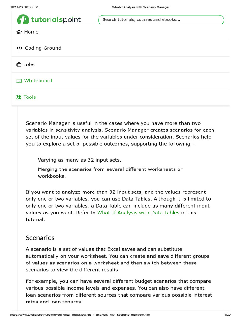 Excel Scenario Manager Overview | PDF | Interest | Worksheet