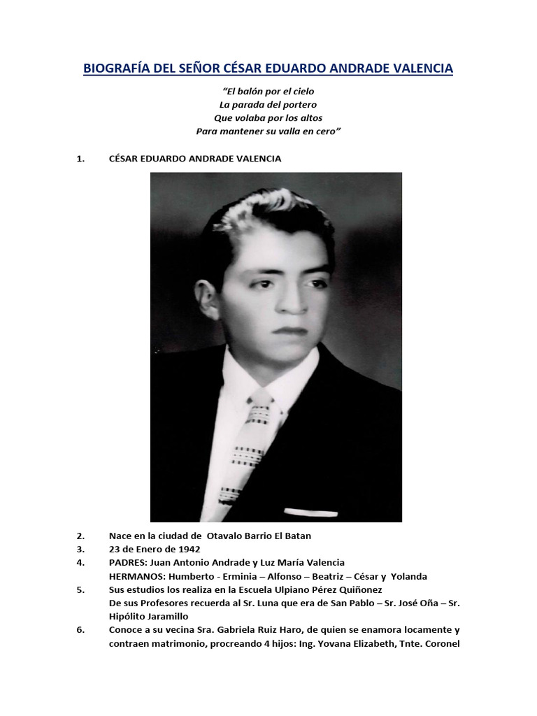 Biografía de César Eduardo Andrade | PDF | Asociación de Futbol