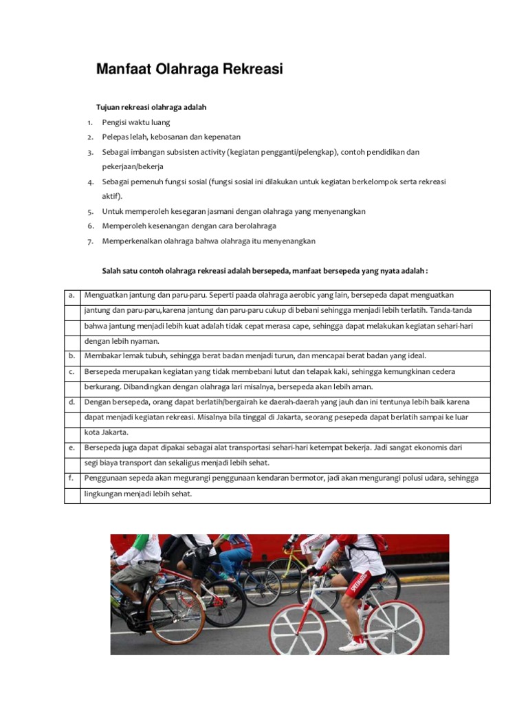 Manfaat Olahraga Rekreasi